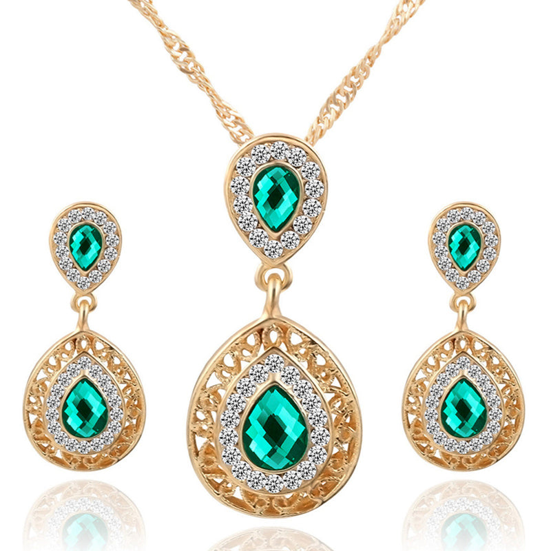 Jewelry Sets Hoop Earrings Necklace and Ring - Sabreeonline