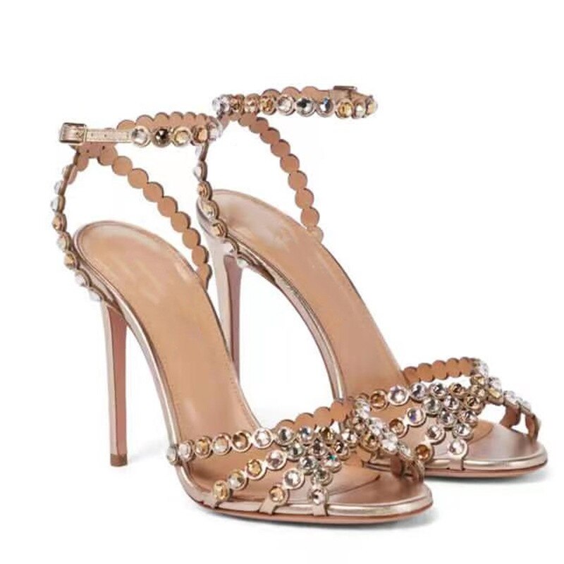 Summer Stiletto Fetish High Heel Sexy Women Luxury Sandal Crystal Ankle Strap Fashion Bridals Evening Party Lady Shoes 29-CHC-26 - Sabreeonline