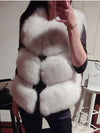Thick Warm Faux Fox Fur Vest V-Neck - Sabreeonline