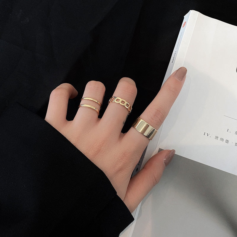 LATS 7pcs Fashion Jewelry Rings Set Round Opening Finger Ring for Girl - Sabreeonline