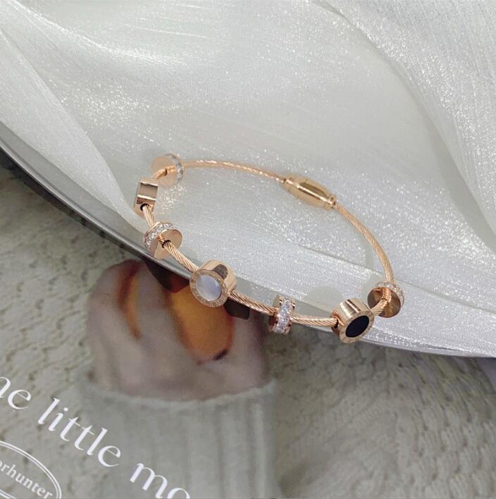 Four-leaf clover Roman alphabet animal micro-inlaid zircon titanium steel bracelet fashion jewelry for woman - Sabreeonline