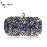 Women Clutch Party Luxury Blue Evening Bag Wedding Purse Crystal Chain Shoulder Bag High Quality Rhinestone Female Clutch - Sabreeonline