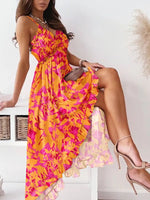 Elegant Floral Prin Spaghetti Strap Dresse - Sabreeonline
