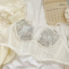 Sexy lace mesh lingerie summer thin section big breasts show small no steel ring underwear set to receive breast bra - Sabreeonline
