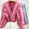 Thick Loose Fox Fur Strip Fashion Sweater Coat - Sabreeonline
