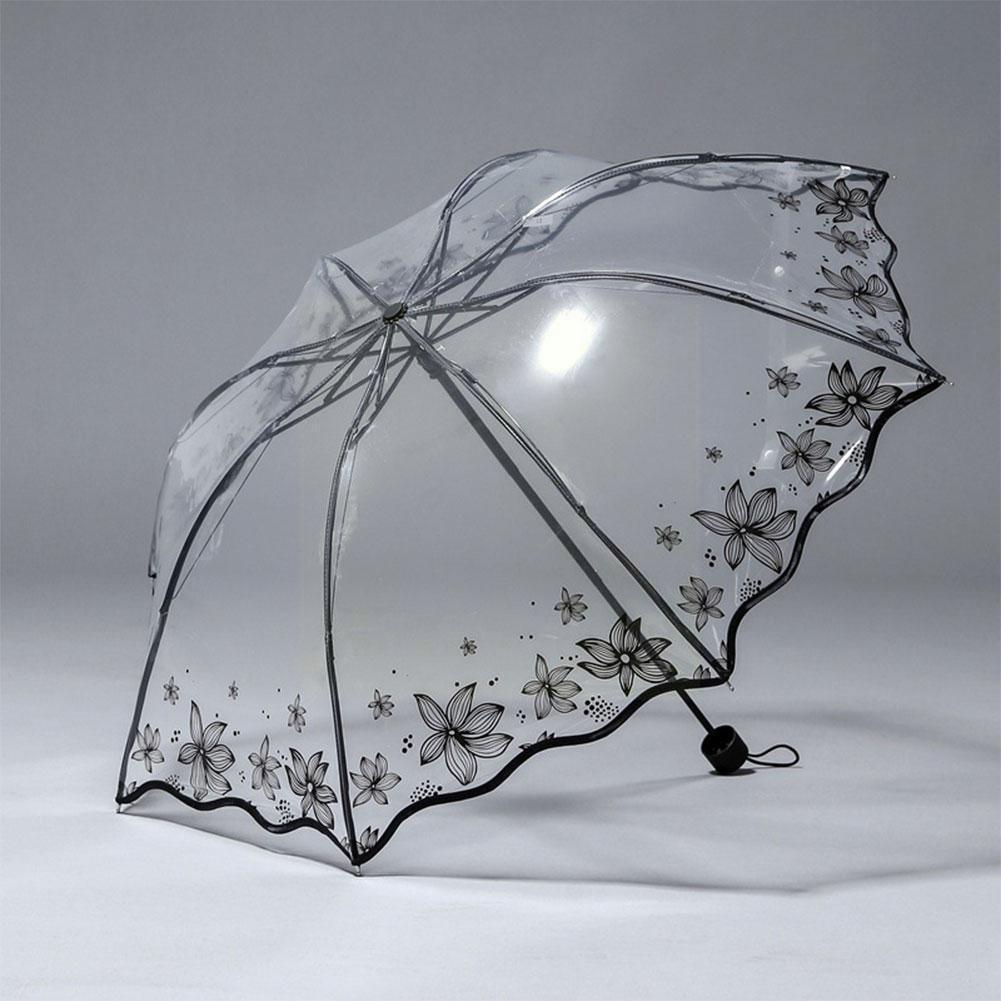 Transparent Fashionable Umbrella Luxurious Black Flow - Sabreeonline