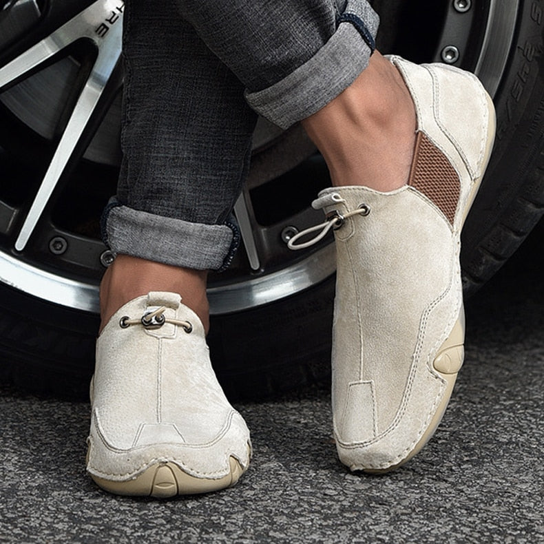 2022 Mens Sneakers Casual Slip On Loafers Outdoor Light Flats Autumn Genuine Leather Shoes Comfortable Solid Color Mens Sneakers - Sabreeonline