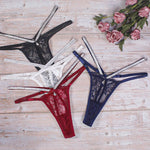 Women Sexy Lace Panties Lingerie Rhinestone See Through Female Underwear Low Waist Thongs Gstring Sensual Lenceria Mujer T-back - Sabreeonline