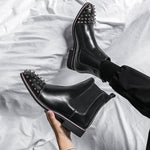 Chelsea Head Leather Ankle Boots Pointed Horse Boot - Sabreeonline