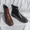 Chelsea Head Leather Ankle Boots Pointed Horse Boot - Sabreeonline