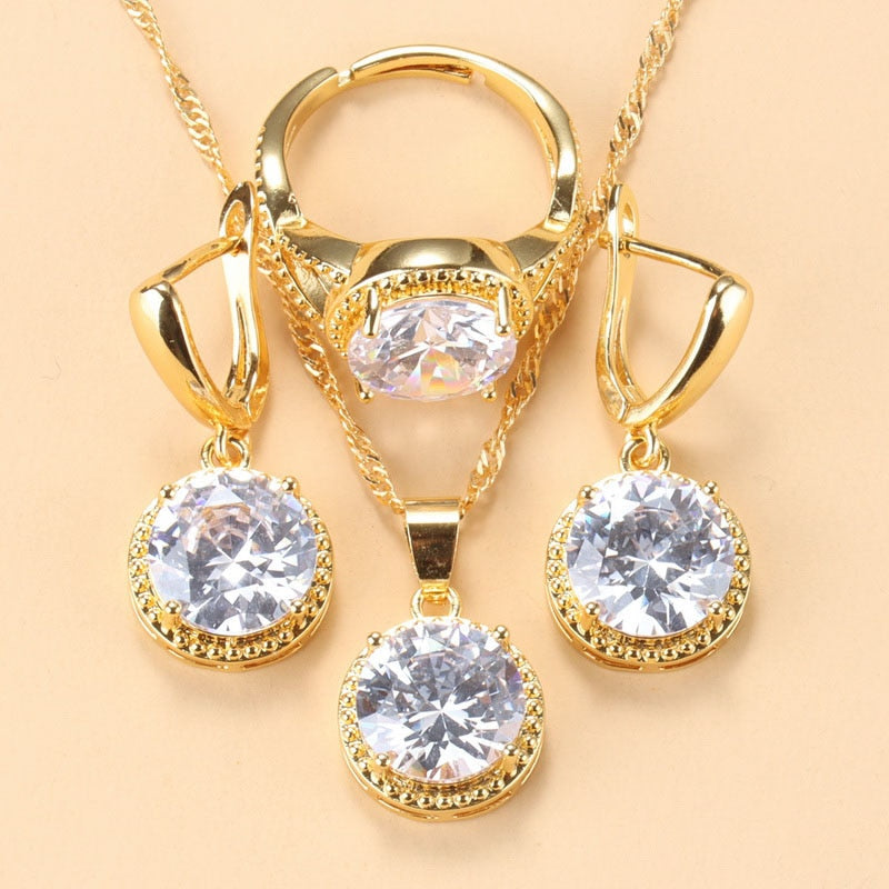 Sweet Princess Round Zircon 3 Piece Set - Sabreeonline