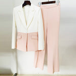 Splicing Color One Button Trousers Pants Formal Suits - Sabreeonline