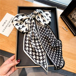 Elegant Print Satin Silk Skinny Scarf - Sabreeonline