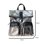 New Fashion Trendy Brand Backpack Ladies 2023 New All-match Multi-purpose Backpack Silver Casual Travel Bag Mochila Feminina - Sabreeonline