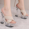 Transparent New Fashion Car Model slippers High Heel Waterproof Trolley Model Slippers large size