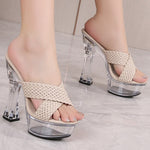 Transparent New Fashion Car Model slippers High Heel Waterproof Trolley Model Slippers large size