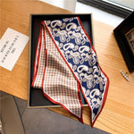 Elegant Print Satin Silk Skinny Scarf - Sabreeonline