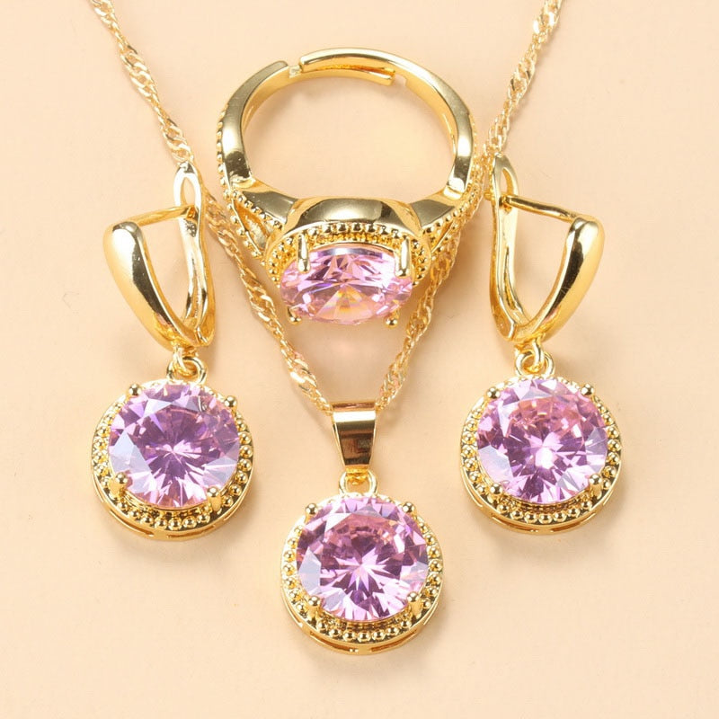 Sweet Princess Round Zircon 3 Piece Set - Sabreeonline