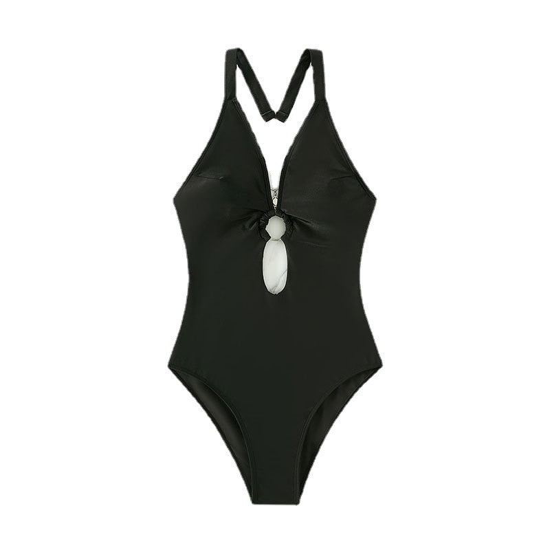 New Ring Linked Plunging One Piece Swimsuit