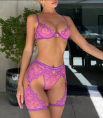 Fancy Embroidery 3-Pieces Luxury Lace Sets - Sabreeonline