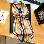 Elegant Print Satin Silk Skinny Scarf - Sabreeonline