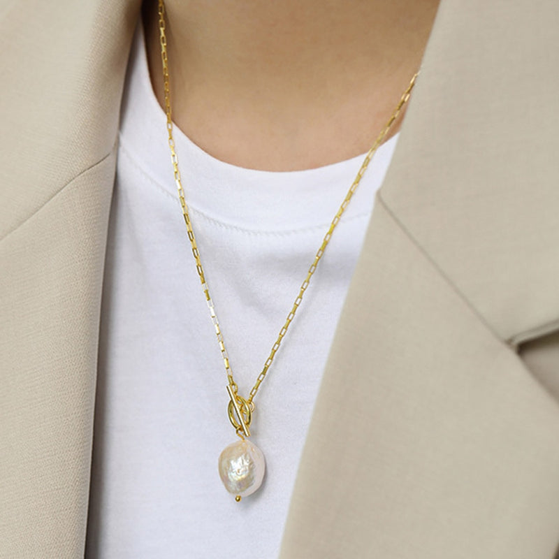 Gold Long Chain Pearl Pendant Necklace Horoscope - Sabreeonline