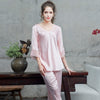 pijamas women Female pantsuit women Ice Silk Suit Long Sleeve silk pajamas Thin Bud Silk Sleeping Home Suit sleepwear - Sabreeonline