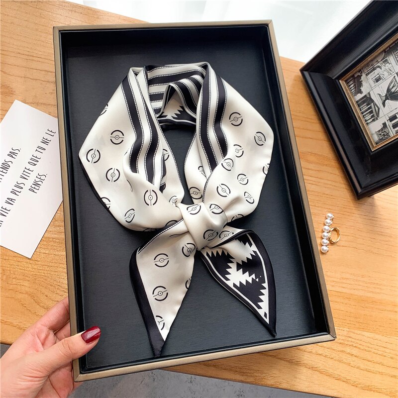 Luxury Brand Small Silk Scarf Women Headband Narrow Skinny Scarves Neck Belt Hair Bands Ribbons Scrunchies Female Accessories - Sabreeonline