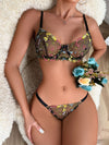 Ellolace Erotic Lingerie Fairly Lace Transparent Underwear Set Girl Floral Embroidery Sexy Fancy Clear Bra Set Women 2 Piece - Sabreeonline