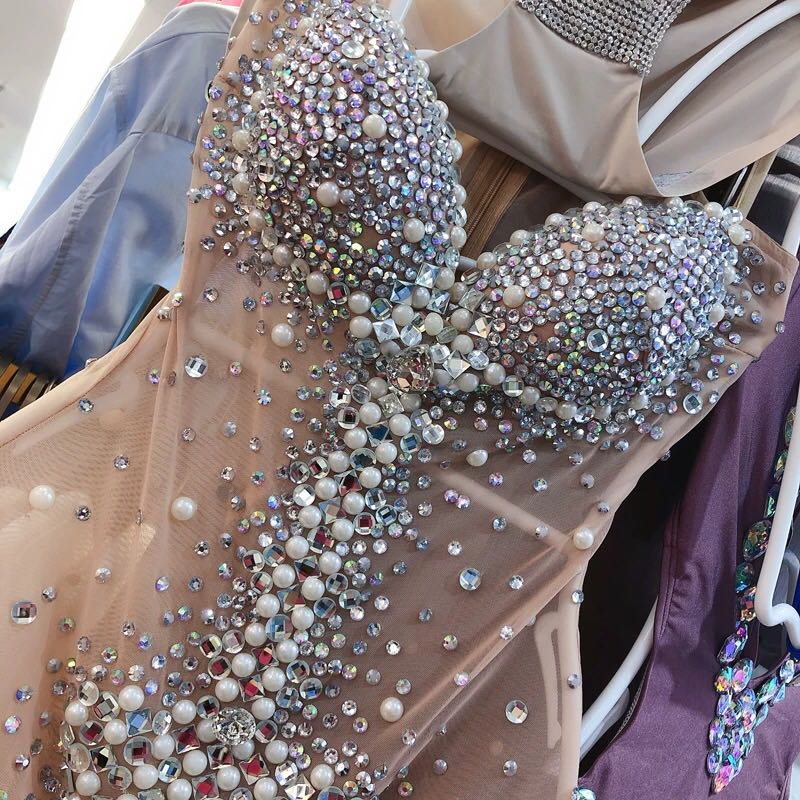 Sequins Off Shoulder Stage Clothing - Sabreeonline
