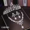 Crystal Butterfly Bridal Jewelry Sets Necklace Earring Tiara Set Wedding Hair Ornaments - Sabreeonline