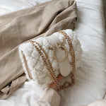 Soft Women Lock Chain Plush Shoulder Messenger Bag - Sabreeonline