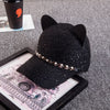 Cat Ears Baseball Cap Wool Knit - Sabreeonline