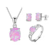 Pink Opal Rings Pendant Necklaces Stud Earrings - Sabreeonline