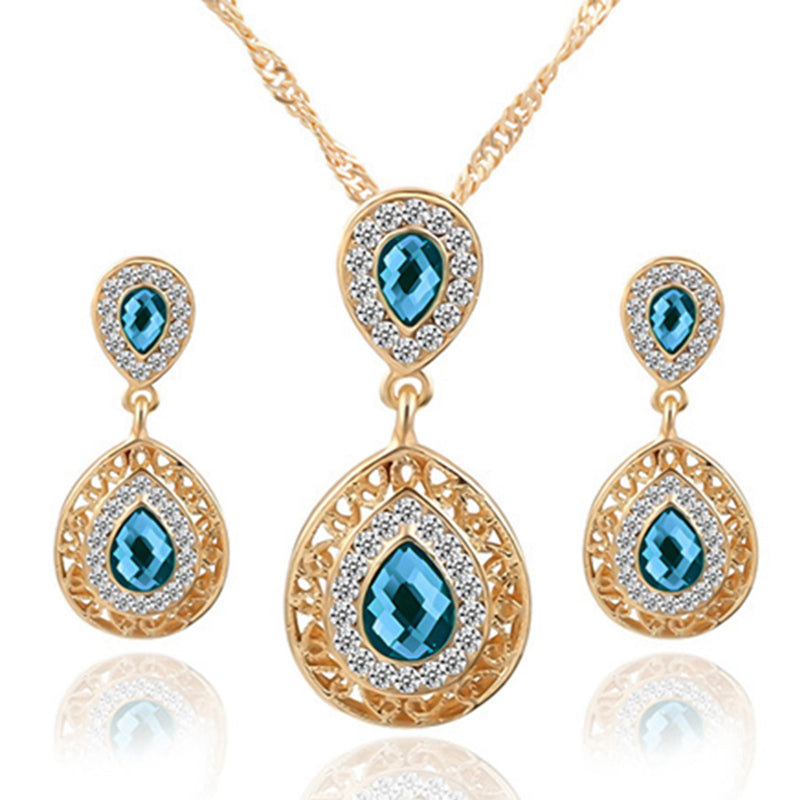 Jewelry Sets Hoop Earrings Necklace and Ring - Sabreeonline
