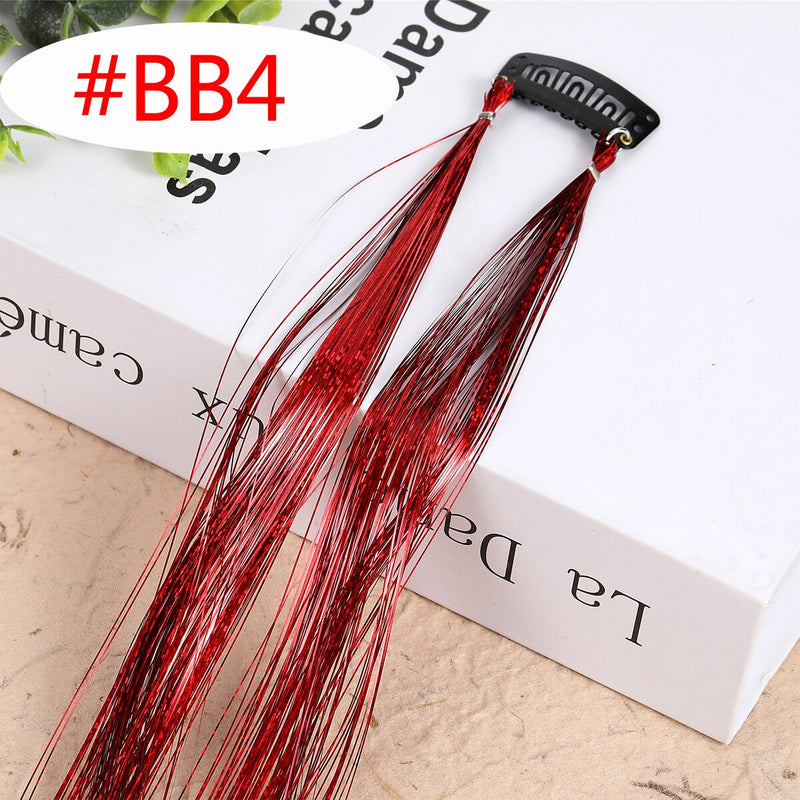 Rainbow Shiny Sparkle Hair Tinsel Kit Women Glitter Hair Extension Hair Bling Dazzles Girls Hippie Braiding Accessories - Sabreeonline