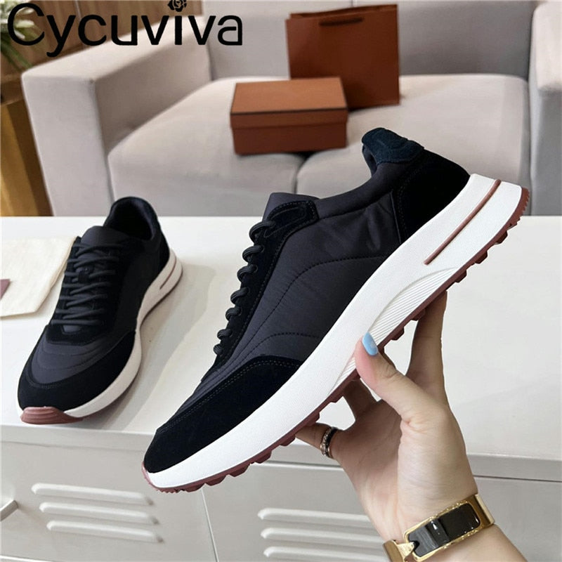 Men Running Shoes Lace Up Flat Tennis Shoes Male Mesh Breathable Patchwork Casual Walk Shoes for Men Comfortable Sneakers Men - Sabreeonline