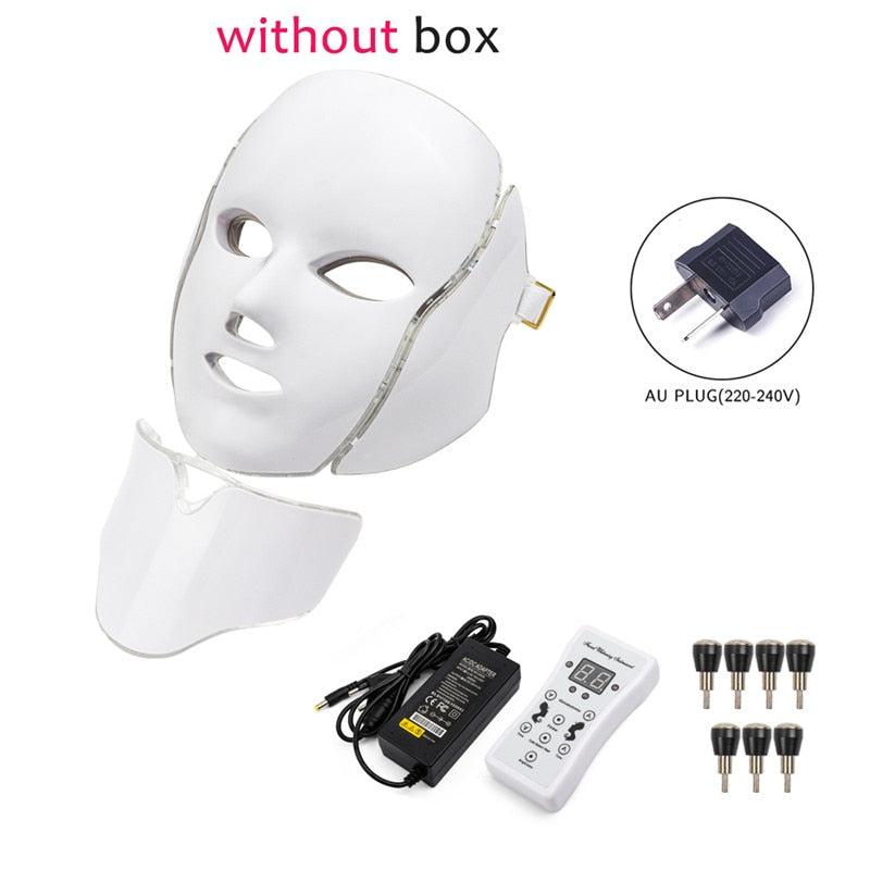 Led Facial Light Mask with Neck Tighten Anti Acne Wrinkle - Sabreeonline