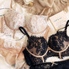 Lace sexy small chest gather lingerie no steel ring upper thin and lower thick underwear set women adjusting bra panty suit - Sabreeonline