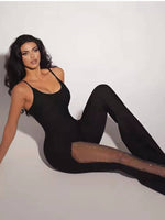 Crystal Diamonds Black Jumpsuit - Sabreeonline