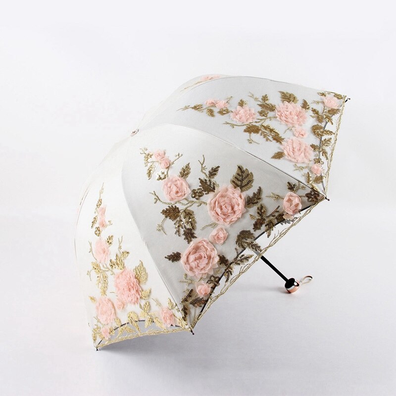 Flower Double Laye Coating Anti UV Umbrella - Sabreeonline