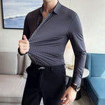 Elasticity Men Long Sleeve Shirts - Sabreeonline