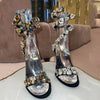 Crystal Ankle Wrap Strap Sandals Round Toe Shoes - Sabreeonline