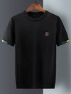 New Simple Ellegant Embroidery Round Neck Ice Silk T-shirt - Sabreeonline