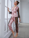 Gorgeous Sleeve Top with Pant Contrast Lace Lounge Wear - Sabreeonline