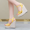 Shoes large size simple European and American braided hemp rope women&#39;s shoes wedge platform sandals