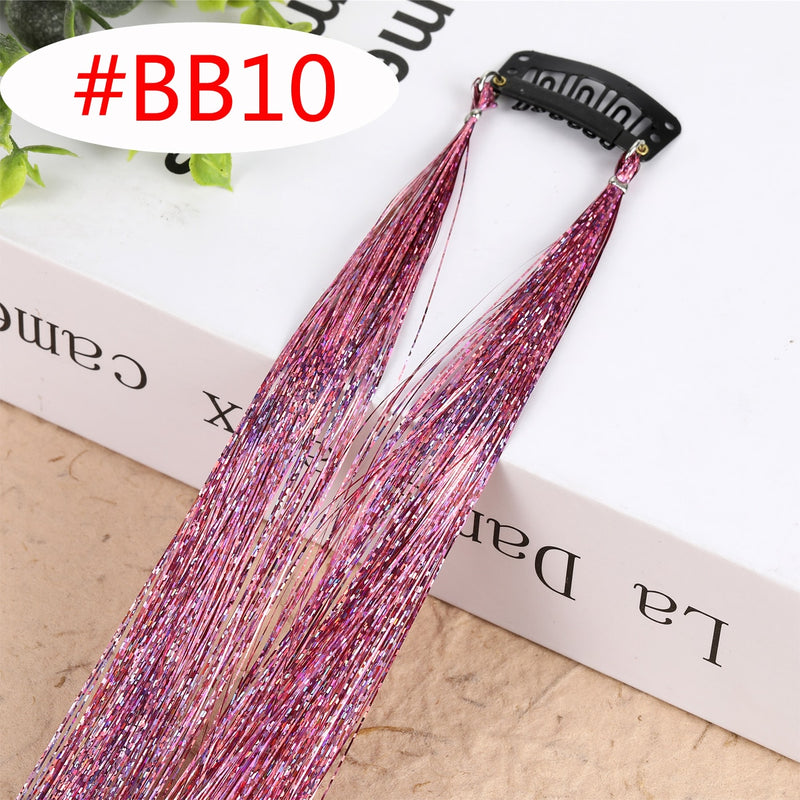 Rainbow Shiny Sparkle Hair Tinsel Kit Women Glitter Hair Extension Hair Bling Dazzles Girls Hippie Braiding Accessories - Sabreeonline