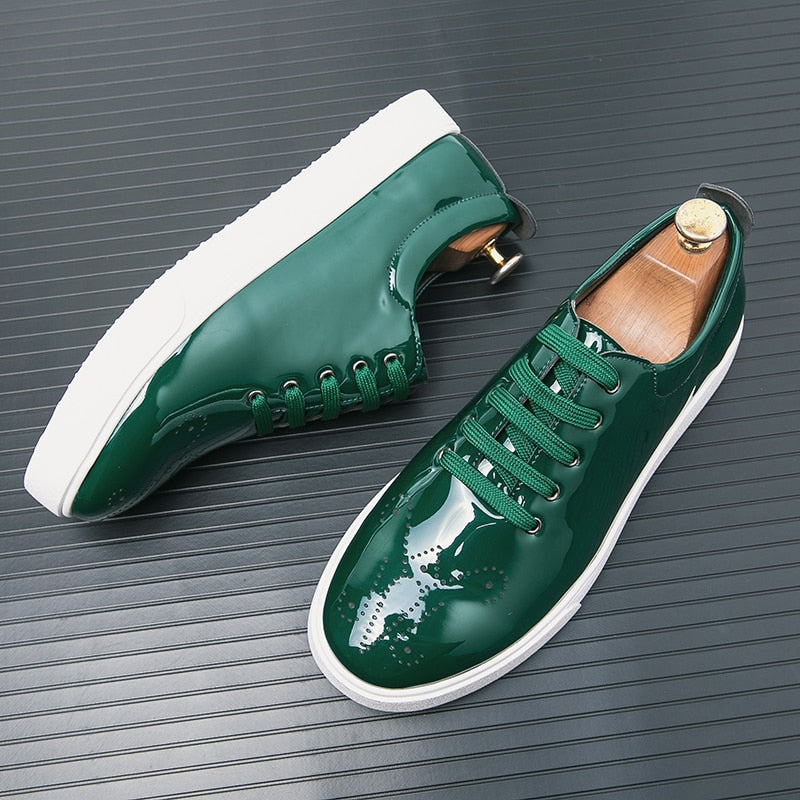 Lace-Up Sneaker Carved Designer Leather Shoes - Sabreeonline