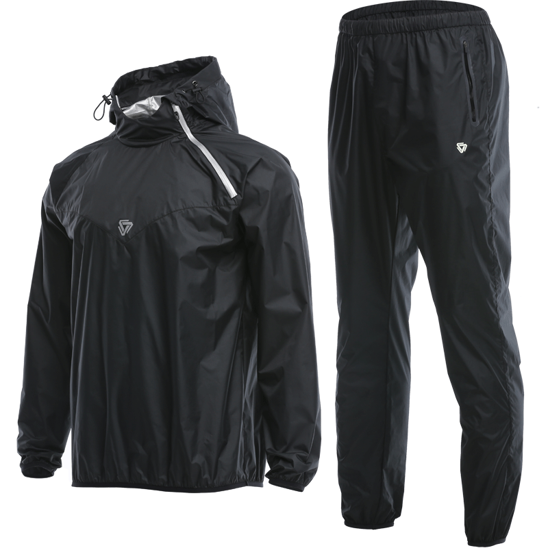 VANSYDICAL Sauna Suit Men Gym Clothing Set Hoodies Pullover Sportswear Running Fitness Weight Loss Sweating Sports Jogging Suit - Sabreeonline