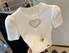 Summer Simple O-Neck Elegant Solid Bubble Sleeve Short T-Shirts